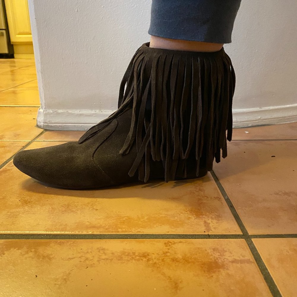 Sam Edelman Chocolate Suede Fringe Bootie